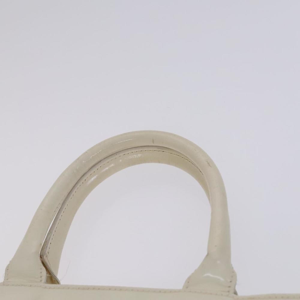 GUCCI Hand Bag Nylon Patent Leather 2way White Silver Auth bs23294 - Picture 8 of 16